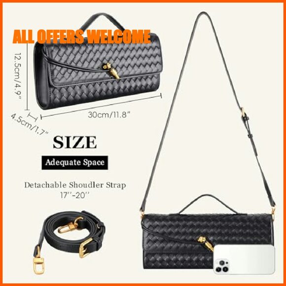 Woven PU Leather Evening Clutch Purse 11.8\